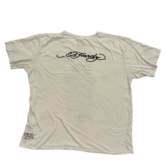 Ed Hardy White T-Shirt XXL Skull Top Hat Tattoo Graphic Menswear - Picture 5 of 9